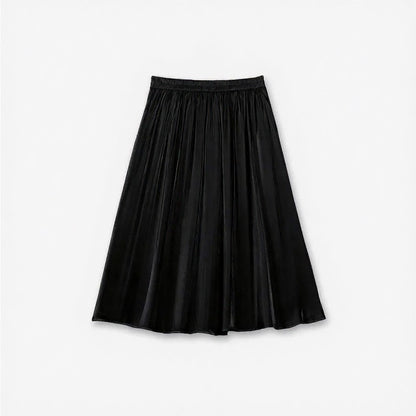 Silky Pleated Midi Skirt - Black - 6XL - image 2