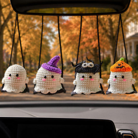 Rearview Mirror Ghost Crochet Doll - image 0