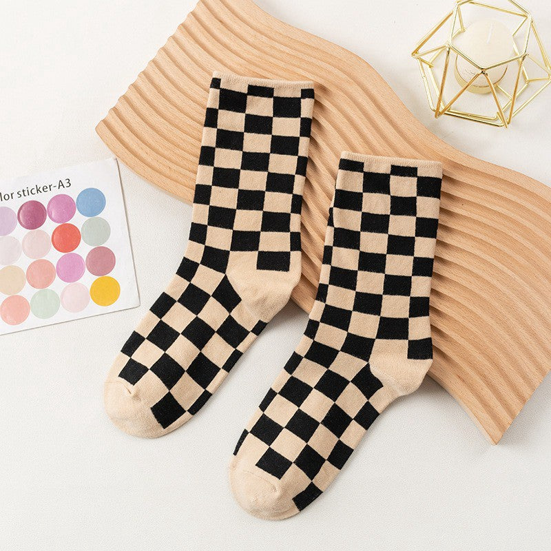 Checkerboard Street Crew Socks(6 Pairs) - Khaki - EU35-40 (US2-7) - image 3