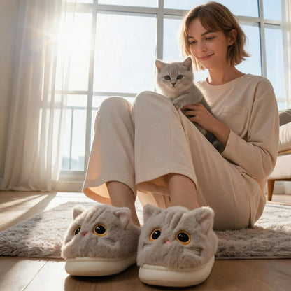 Cat Plush Soft Sole Indoor Slippers - image 0