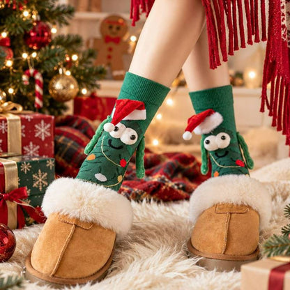 Christmas Tree Knit Hand Holding Quarter Socks - image 1