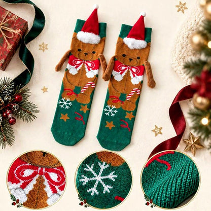 Christmas Tree Knit Hand Holding Quarter Socks - image 7