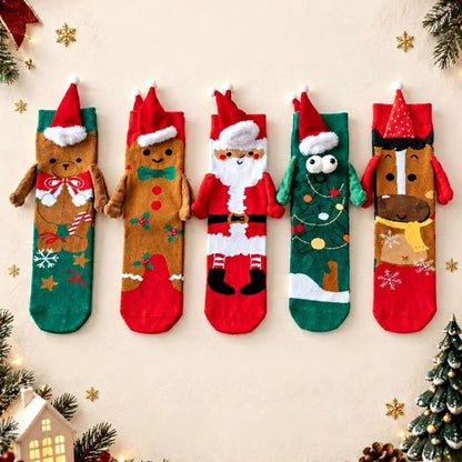 Christmas Tree Knit Hand Holding Quarter Socks - image 9