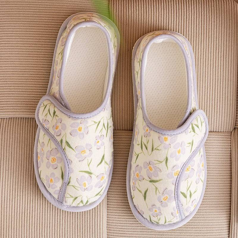 Floral Cotton Adjustable Strap Fluffy Home Shoes - Buckle - EU39-40 (US6-7) - image 2