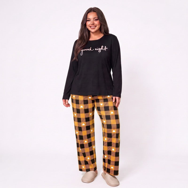 Good Night Plaid Pajama Set - Yellow - 5XL - image 2