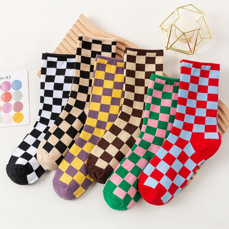 Checkerboard Street Crew Socks(6 Pairs) - Multicolor - EU35-40 (US2-7) - image 2