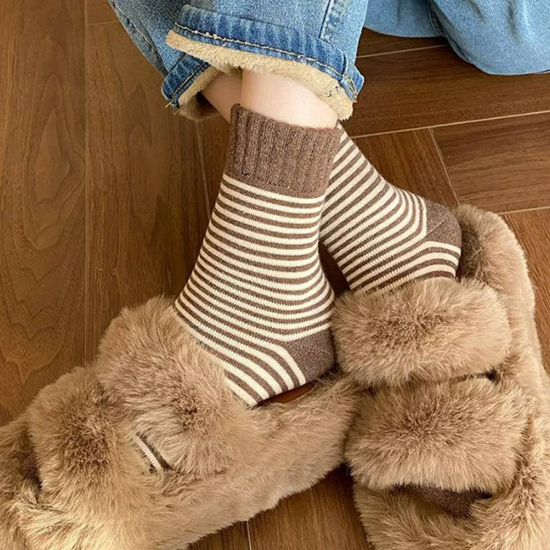 Cozy Striped Terry Quarter Socks (5 Pairs) - image 3