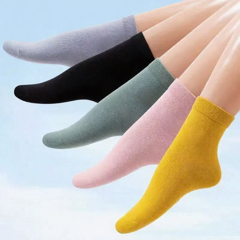 Cute Bear Embroidered Cotton Quarter  Socks(5 Pairs) - image 5