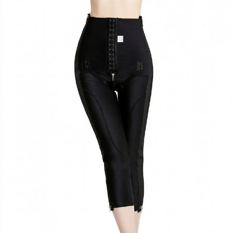 High-Waisted Adjustable Dual-Zip Capri Shaping Pants - Black - 3XL - image 1