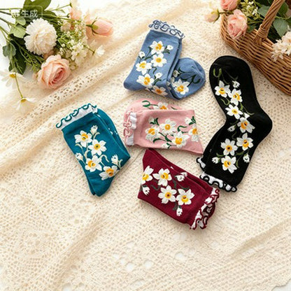 Daisy Ruffle Everyday Crew Socks(5 Pairs) - Multicolor - EU35-40 (US2-7) - image 1