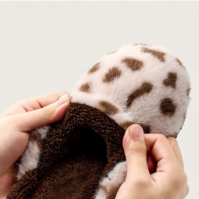 Cow Print Plush Lined Cozy Warm House Slippers - image 7
