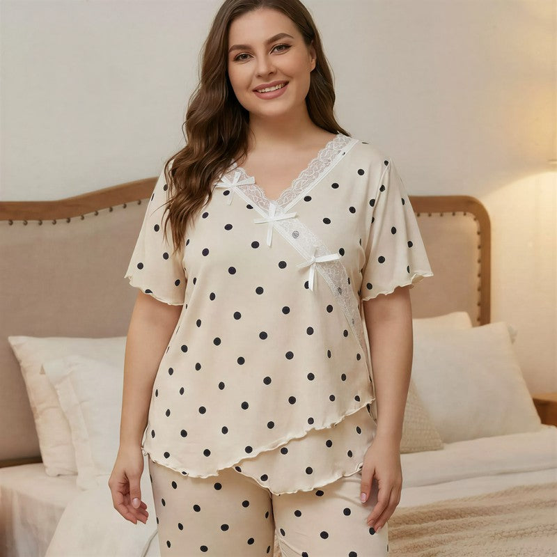Lace Polka Dot Pajama Set - image 2