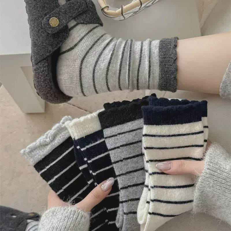 Cozy Striped Knit Quarter Socks (5 Pairs) - image 2