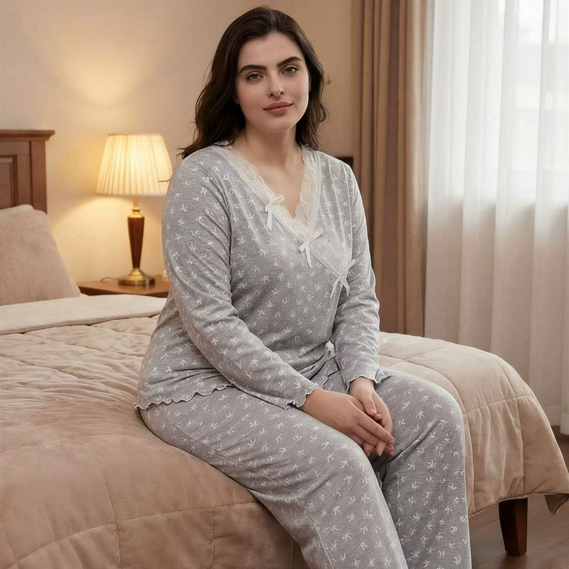 Bow Lace Wrap Pajama Set - image 1