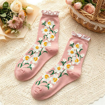Daisy Ruffle Everyday Crew Socks(5 Pairs) - Pink - EU35-40 (US2-7) - image 2