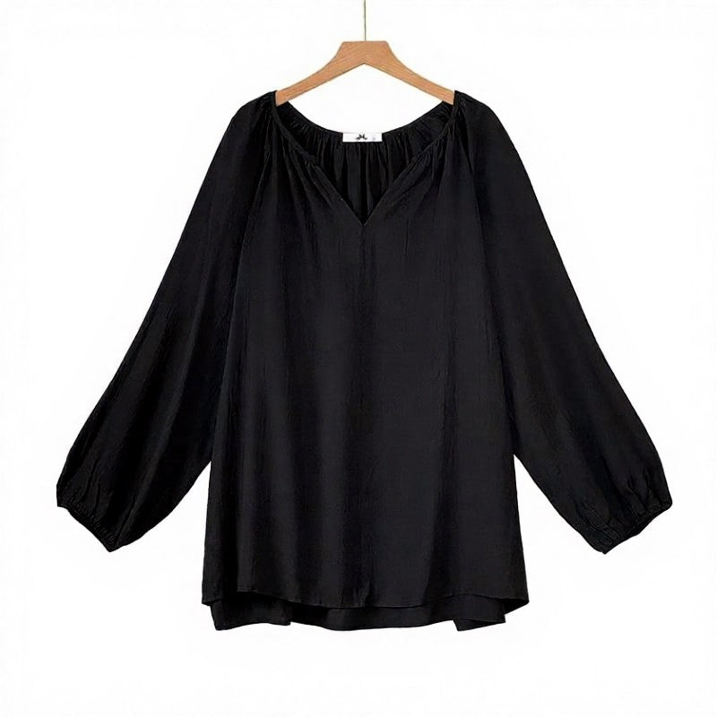 Elegant Ruched V-Neck Lantern Sleeve Blouse - Top + Pants Set - 6XL - image 0