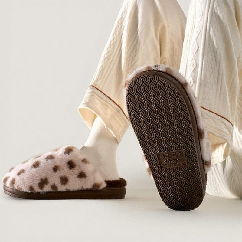 Cow Print Plush Lined Cozy Warm House Slippers - image 6