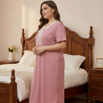 Lace Bow Ribbed Nightgown - image 2
