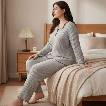 Soft Ribbed Lounge Pajama Set - image 1