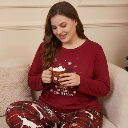 Merry Christmas Plaid Pajama Set - Red - 4XL - image 1