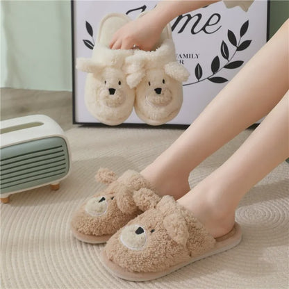 Cozy Cartoon Bear Plush Indoor Slippers - image 1