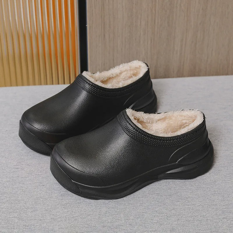 Cozy Plush Lined Slip On Winter Comfort Work Shoes - Black - EU44-45(US10-11) - image 2