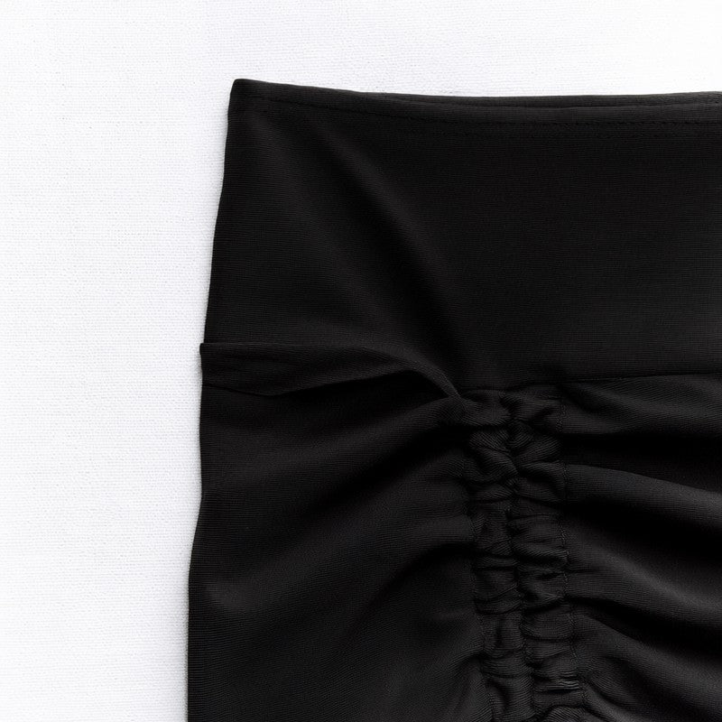 Black Ruched High Waist Swim Shorts - image 2