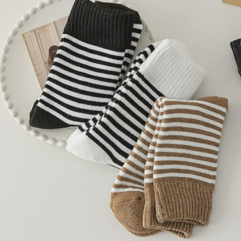 Cozy Striped Terry Quarter Socks (5 Pairs) - image 5