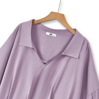 Draped V Neck Loose Fit Blouse - image 2