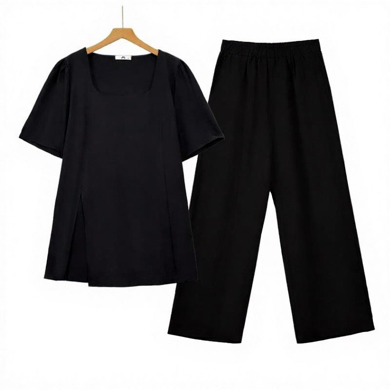 Minimalist Square Neck Wide Leg Two Piece Pant Set - image 0