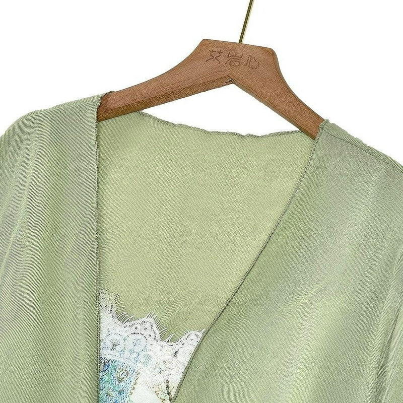 Floral Satin Dress Cardigan Two-Piece Set - image 4
